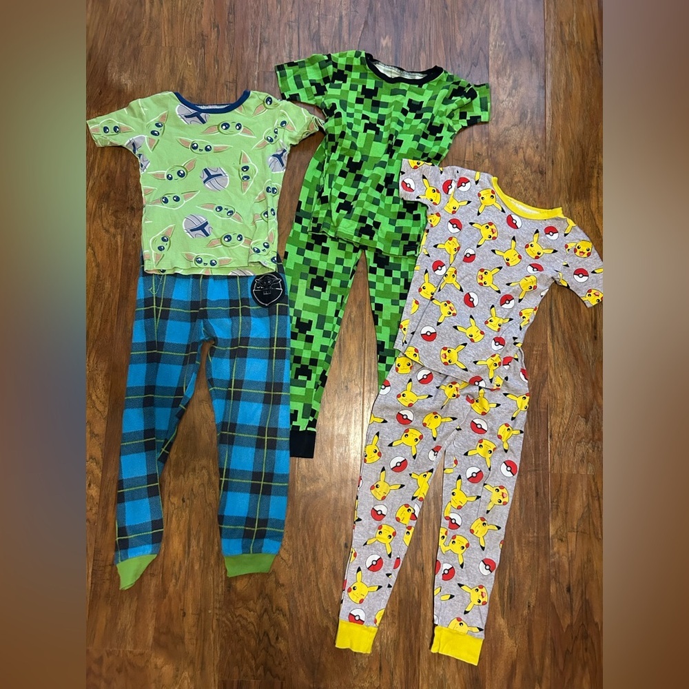 children's character pajama sleep sets bundle of three Pokémon Minecraft StarWar